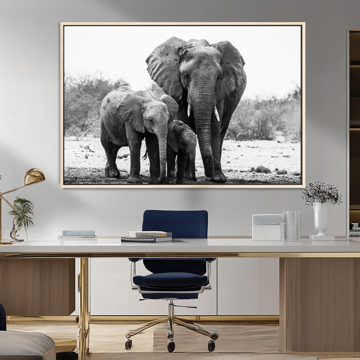MGV-FC-36X24 - Elephant Family Africa Wall Art Canvas Print