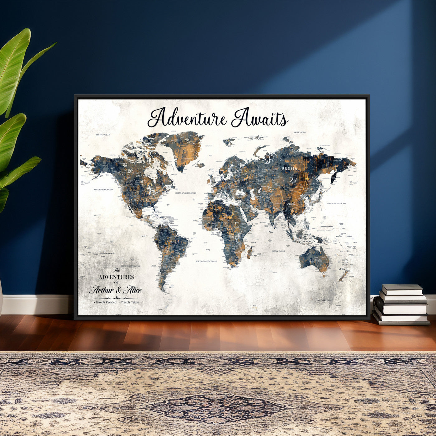26041262-MGV-CV-36X24 - Custom Push Pin World Map Wall Art Canvas Print – Personalized Travel Tracker with Pins Framed Large Print - NEWMAP-6