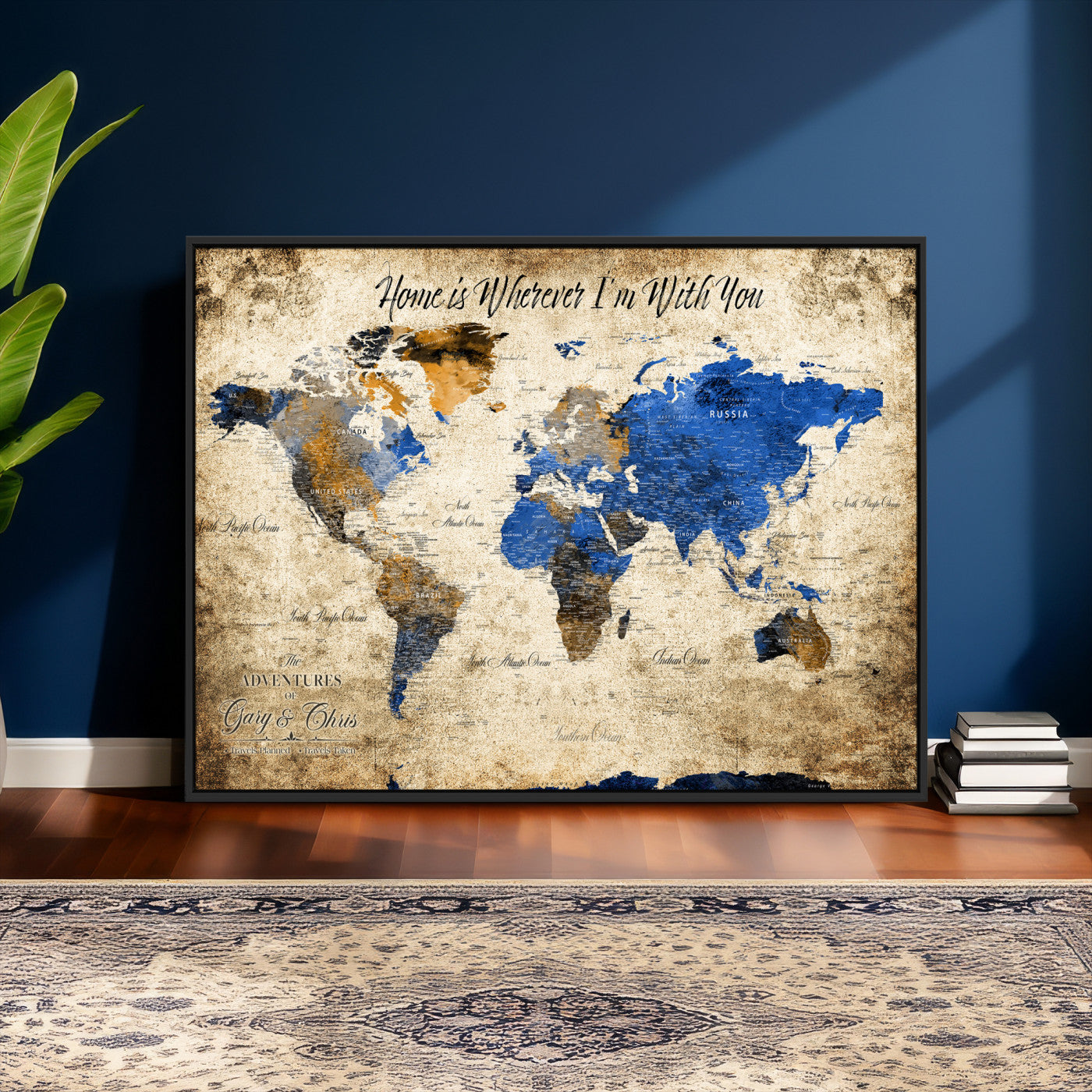 13332533-MGV-CV-36X24 - Custom Push Pin World Map Wall Art Canvas Print – Personalized Travel Tracker with Pins Framed Large for Home and Office Decor