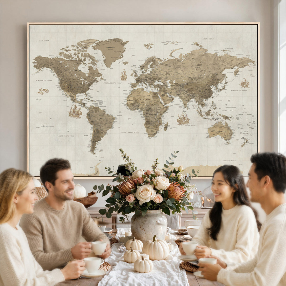 28283260-MGV-CV-36X24 - Detailed World Map Wall Art Canvas Print