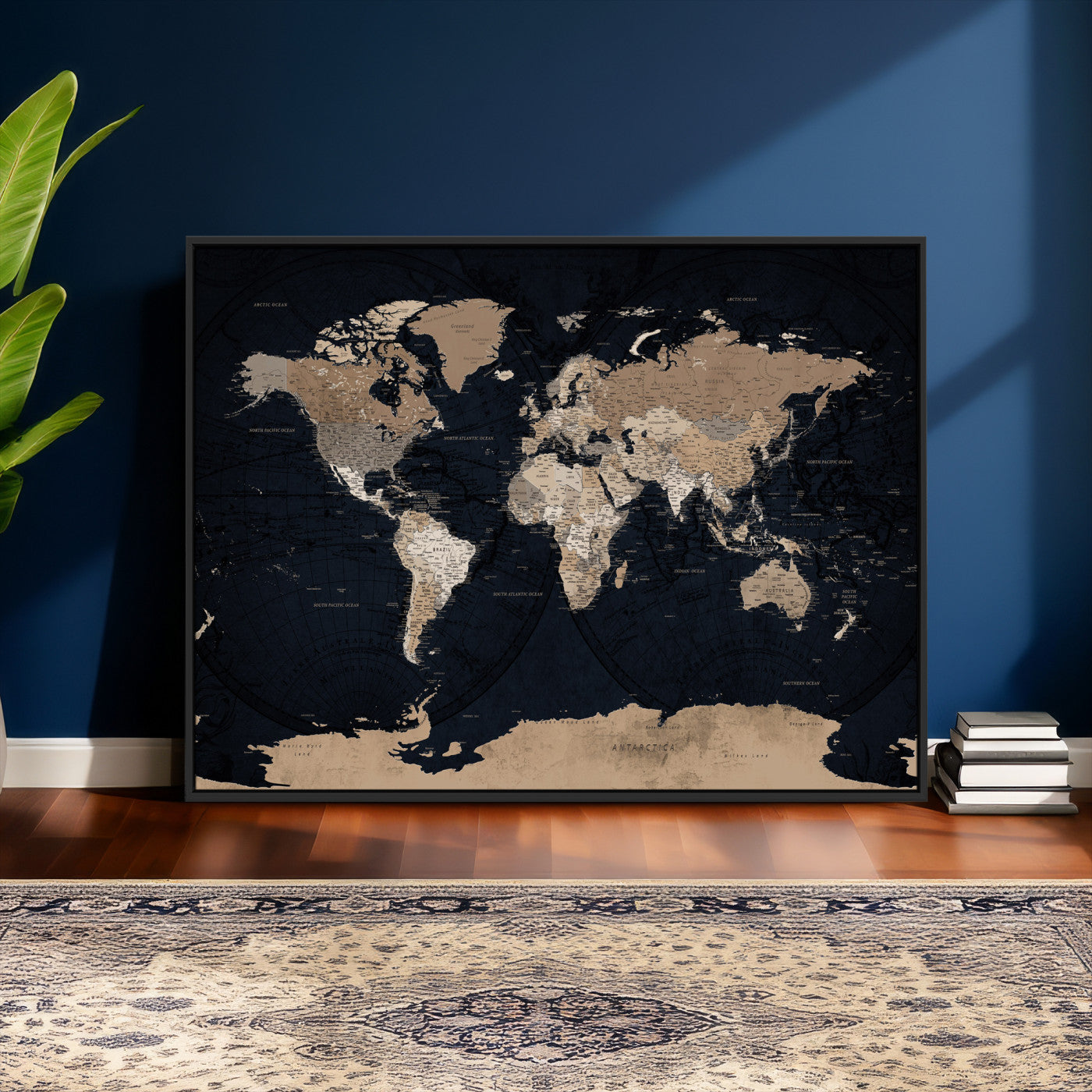 25812727-MGV-CV-36X24 - World Map Wall Art Canvas Print, Modern Decorative Framed Map Artwork Prints for Living Room, Office, Bedroom Wall Decor