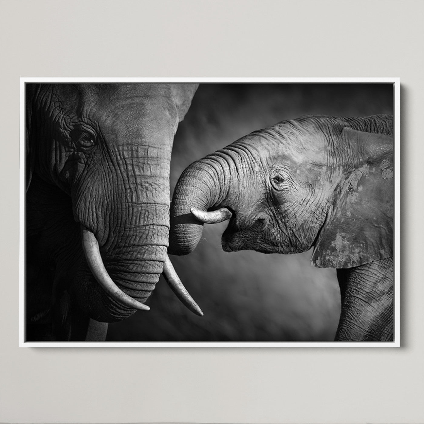 42691-MGV-CV-36X24-Elephant Family Wall Art Canvas, Framed Elephant Family Canvas Print