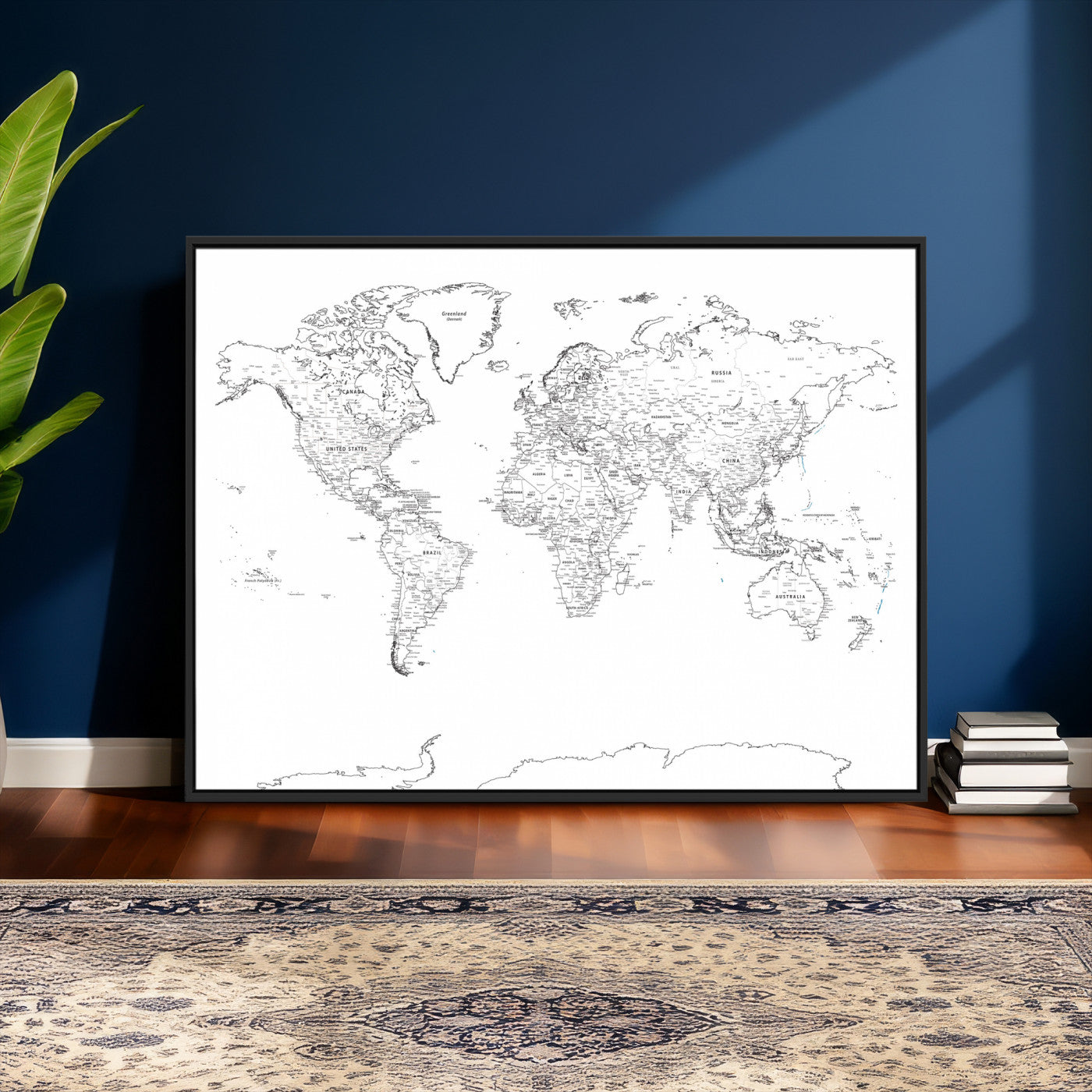 21002736-MGV-CV-36X24 - World Map Wall Art Canvas Print, Modern Decorative Framed Map Artwork Prints for Living Room, Office, Bedroom Wall Decor