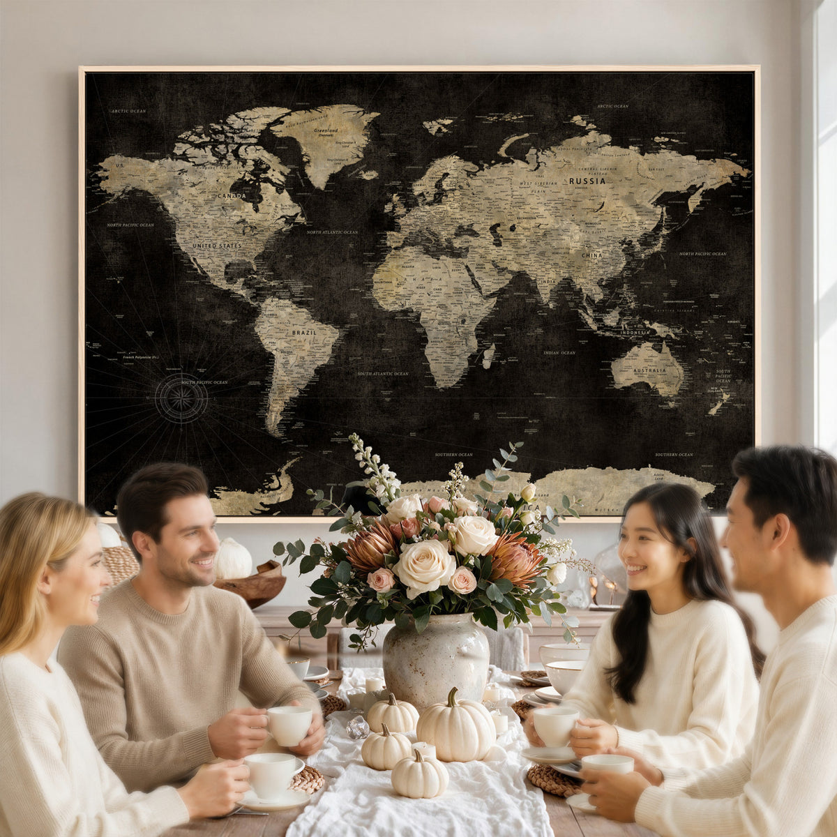 60653880-MGV-CV-36X24 - Push Pin World Map Canvas Wall Art Print, Interactive Travel