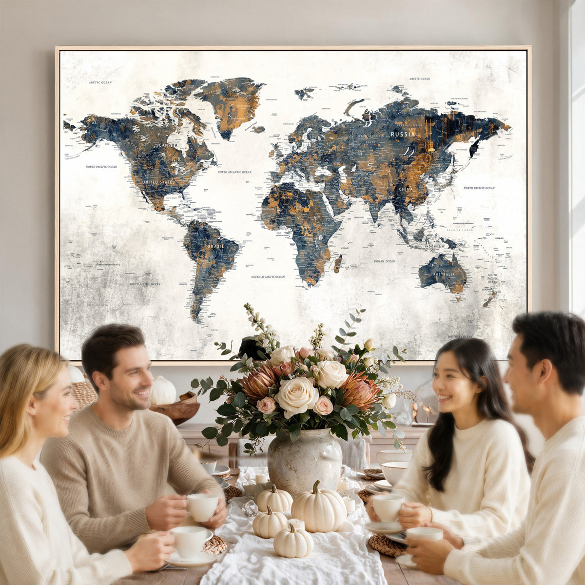 52451147-MGV-CV-36X24 - World Map Wall Art Canvas Print for Office Wall Decor