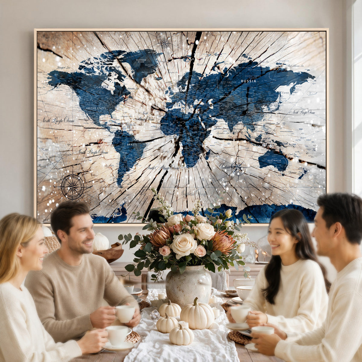 19478704-MGV-CV-36X24 - World Map Wall Art Canvas Print, Modern Decorative Framed Map Artwork Prints for Living Room, Office, Bedroom Wall Decor