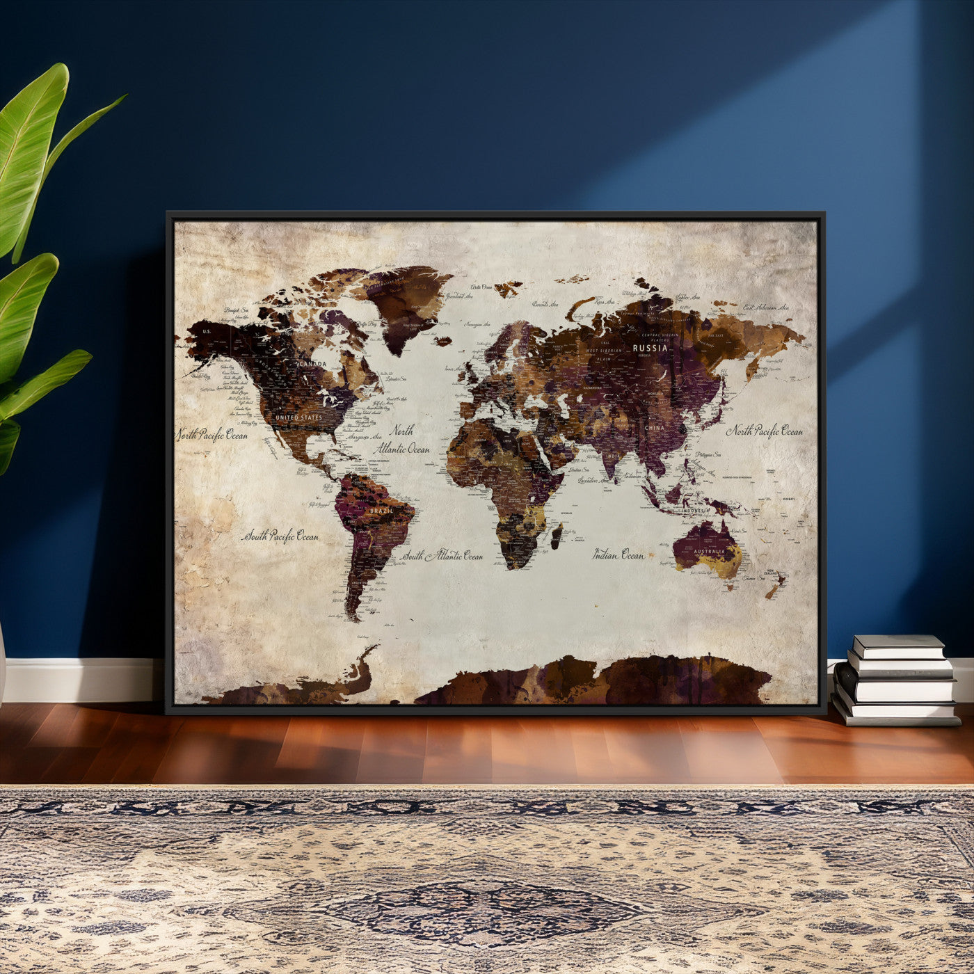 50611123-MGV-CV-36X24 - World Map Canvas Triptych – Colorful Global Wall Art for Living Rooms, Offices, and Study Spaces