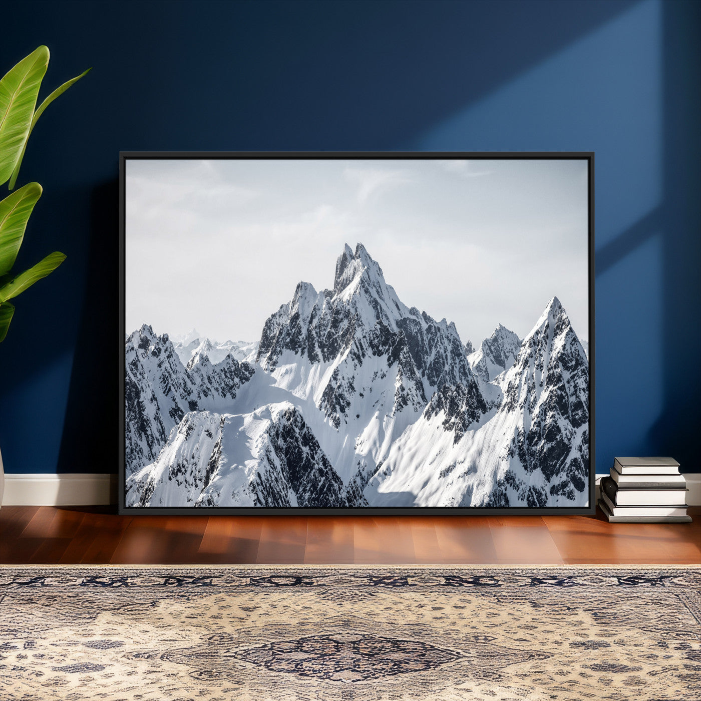 33126265-MGV-CV-36X24 - Snowy Mountain Range Canvas Print, Alpine Peaks Landscape Wall Art, Framed Canvas Ready to Hang