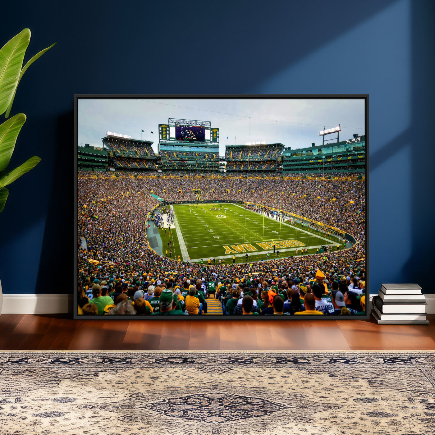56521752-MGV-CV-36X24 - Green Bay Packers Stadium Wall Art Canvas Print, Lambeau Field Football Stadium Artwork, Framed Wall Art Ready to Hang