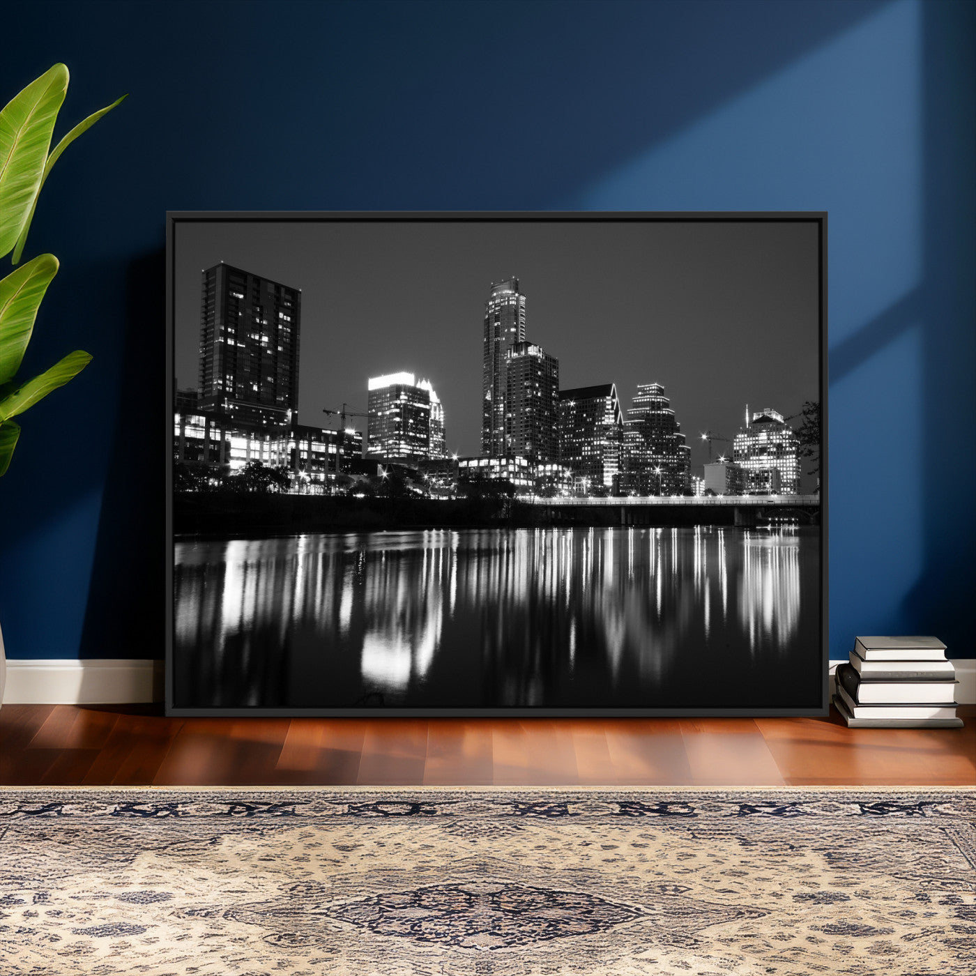 38129554-MGV-CV-36X24 - Austin Skyline Wall Art Canvas Print, Austin Downtown Night Cityscape Print for Modern Urban Wall Decor