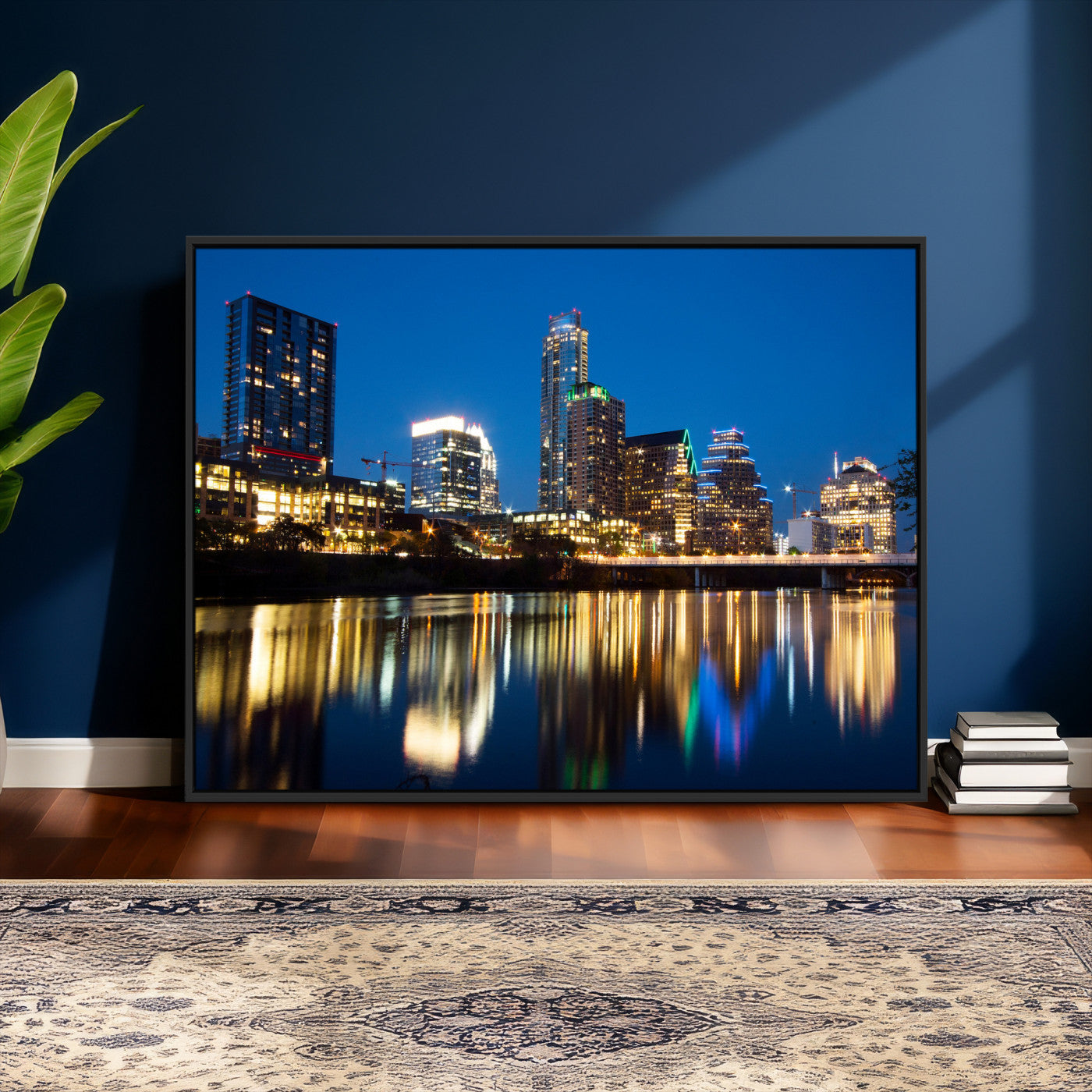 21916206-MGV-CV-36X24 - Austin Skyline Wall Art Canvas Print, Austin Downtown Night Cityscape Print for Modern Urban Wall Decor