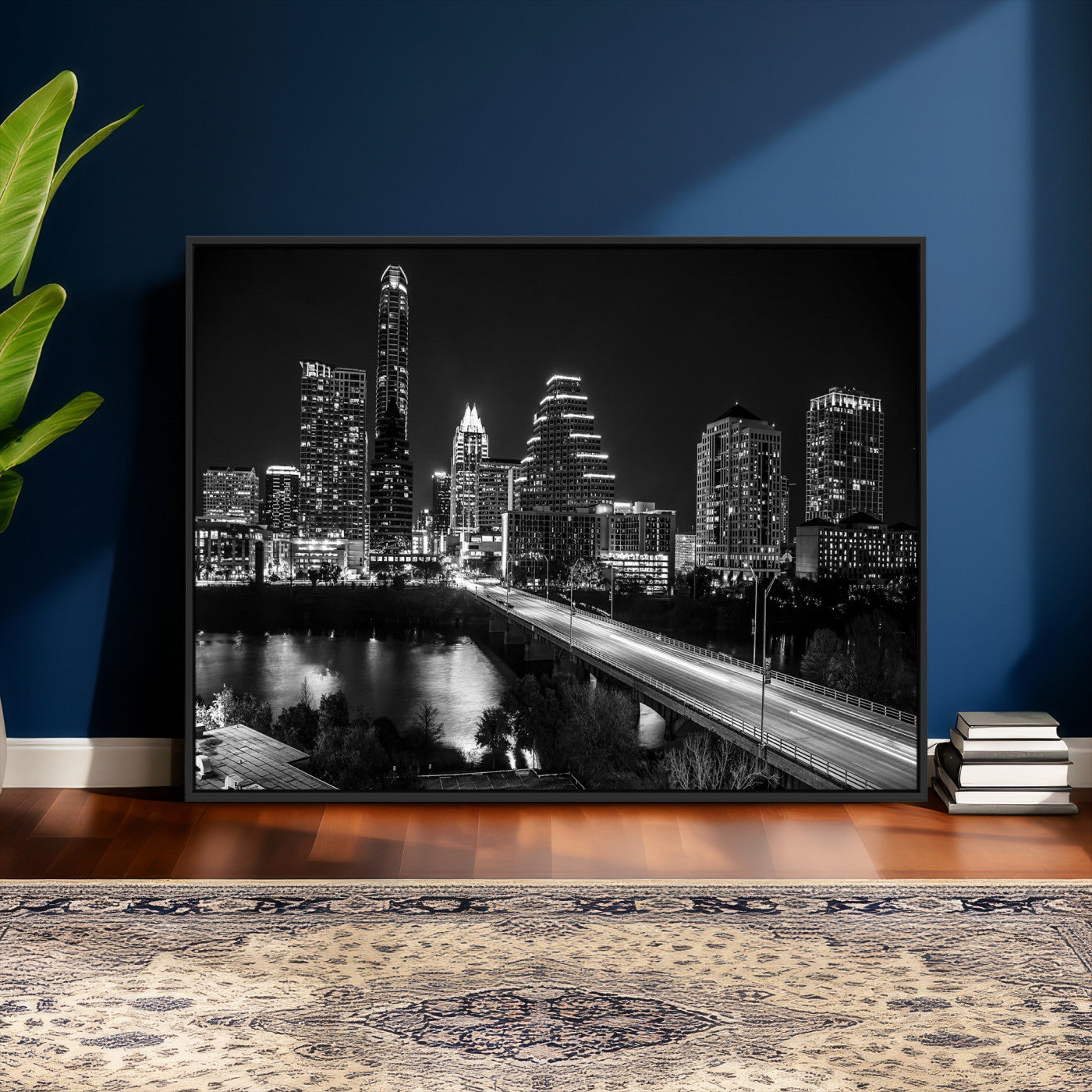 37531750-MGV-CV-36X24 - Austin Skyline Wall Art Canvas Print, Austin Downtown Night Cityscape Print for Modern Urban Wall Decor