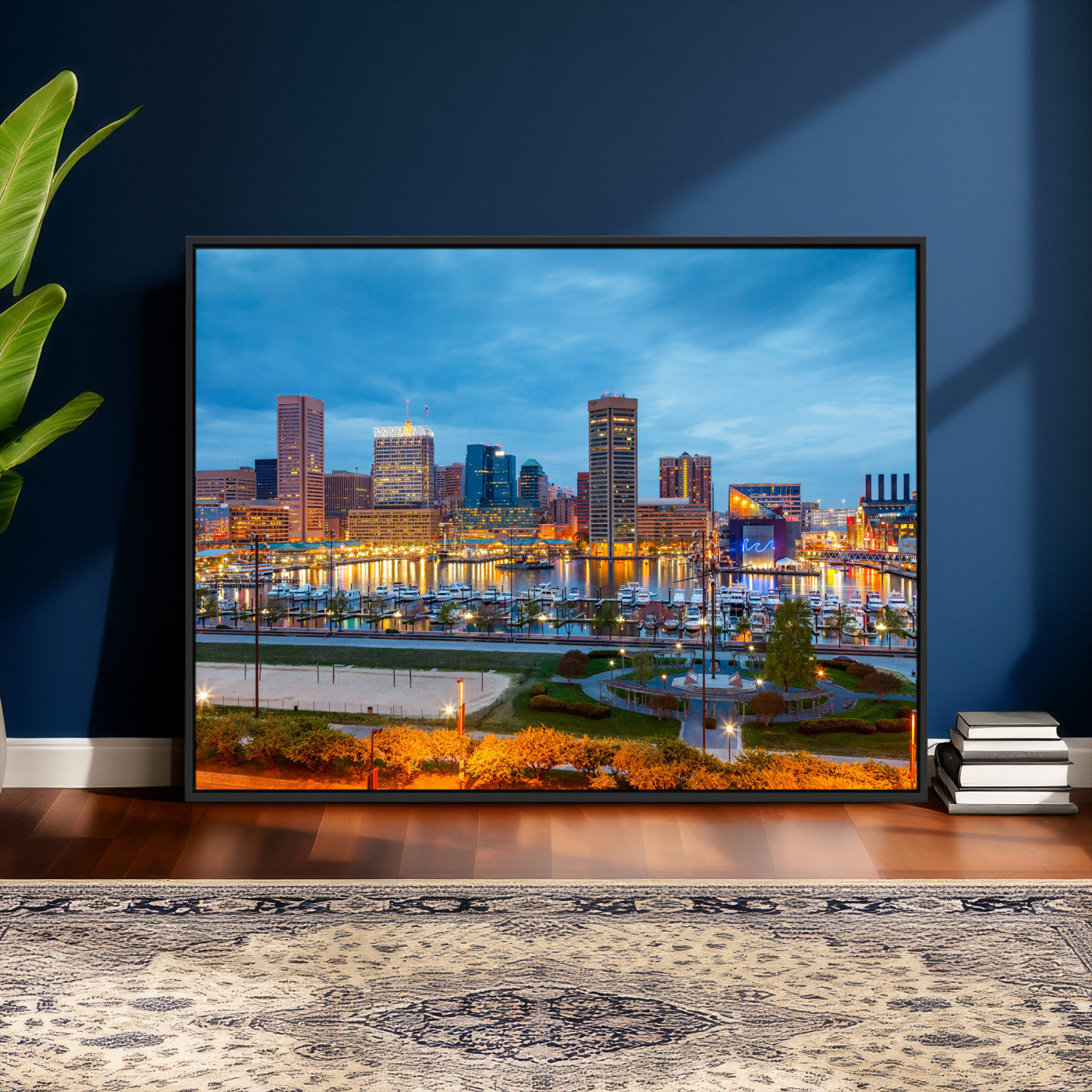 78635089-MGV-CV-36X24 - Baltimore Skyline Wall Art Canvas Print, Baltimore Downtown Night Cityscape Print for Modern Urban Wall Decor