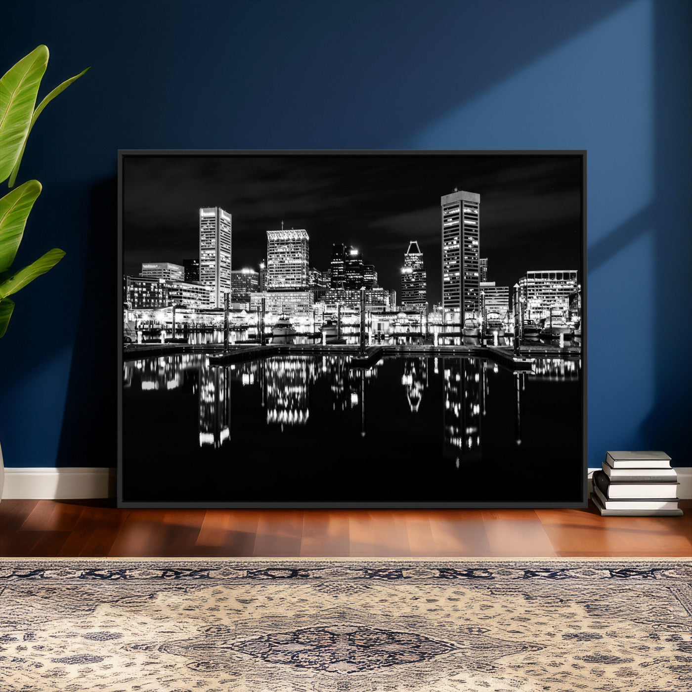 69187681-MGV-CV-36X24 - Baltimore Skyline Wall Art Canvas Print, Baltimore Downtown Night Cityscape Print for Modern Urban Wall Decor