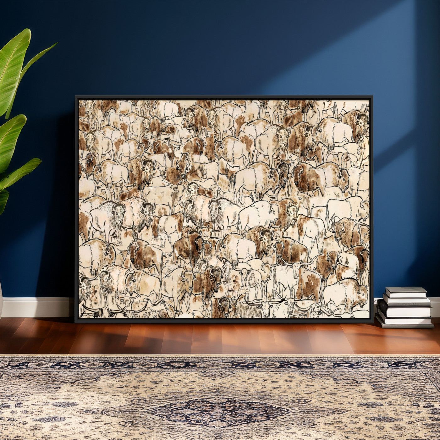 50142019-MGV-CV-36X24 - Farmhouse Animals Wall Art Canvas Print - Abstract Farm Animal Drawing Mid-Century Wall Art for Cabin Decor