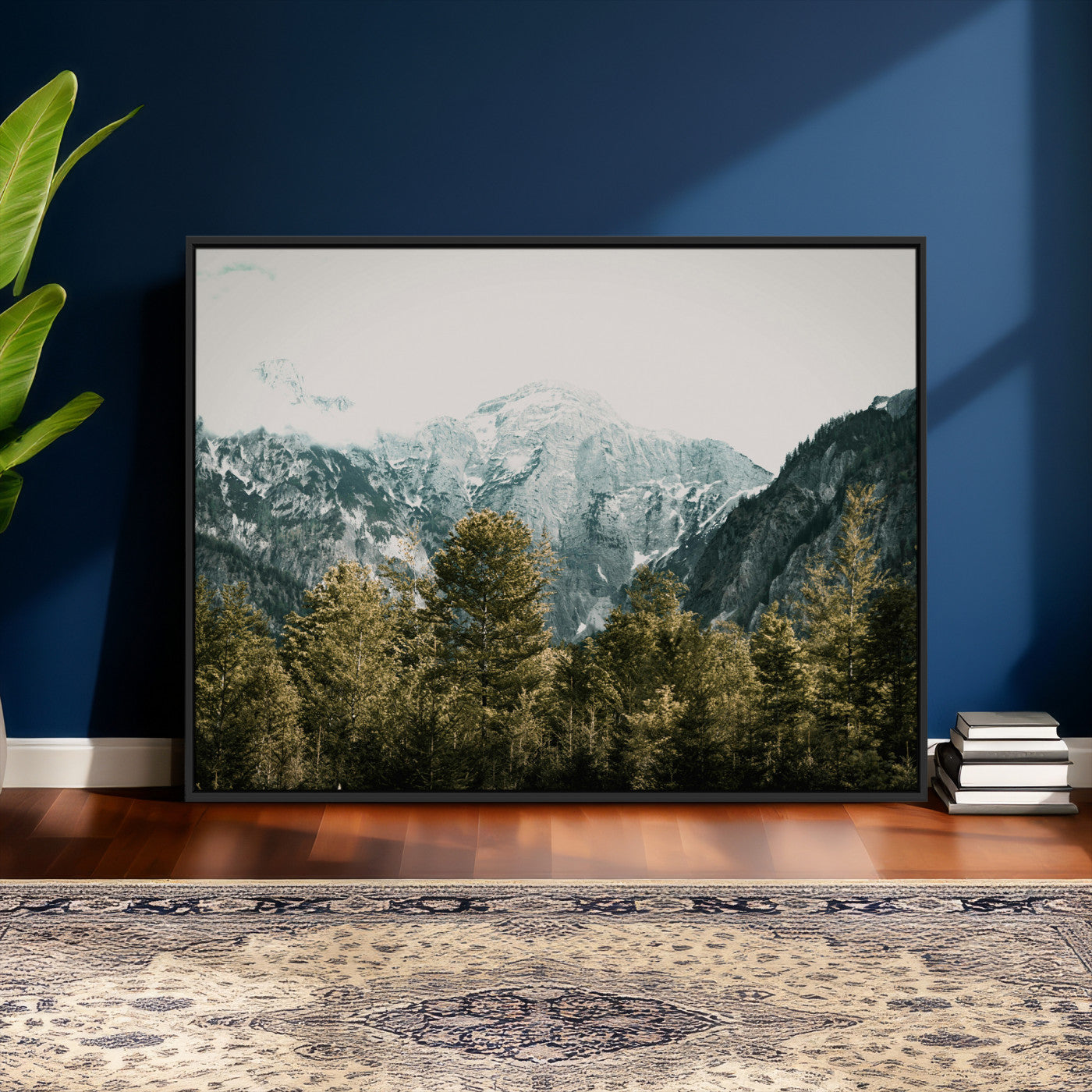 48479662-MGV-CV-36X24 - Mountain Forest Wall Art Canvas Print, Alpine Landscape Nature Photography, Moody Wilderness Wall Decor