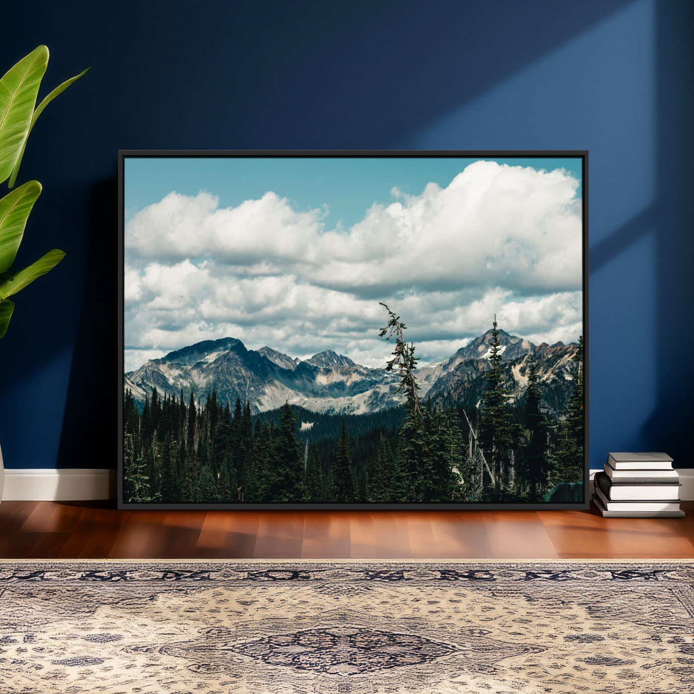 30416773-MGV-CV-36X24 - Mountain Forest Wall Art Canvas Print, Alpine Pine Tree Landscape Photography, Scenic Wilderness Mountain View, Nature Wall Decor