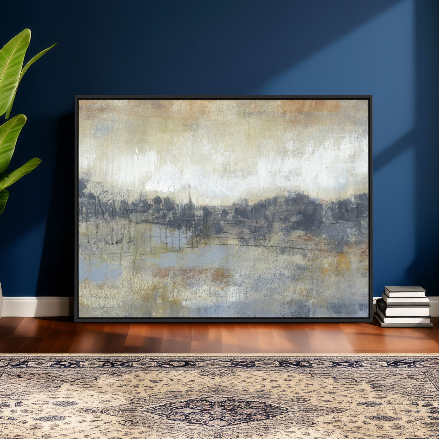73973590-MGV-CV-36X24 - Abstract Neutral Landscape Painting Wall Art Canvas Print, Modern Minimal Texture Horizon Canvas Print, Beige Gray Contemporary Abstract Art Printing