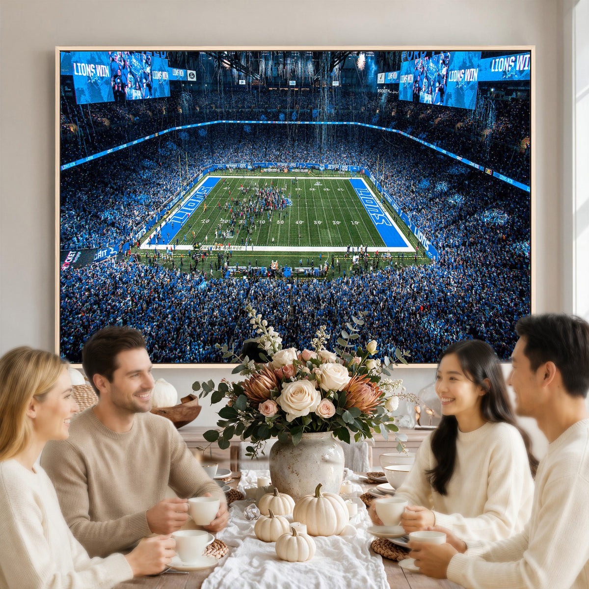 80882005-MGV-CV-36X24 - Detroit Lions Stadium Wall Art Canvas Print, Football Field Panorama