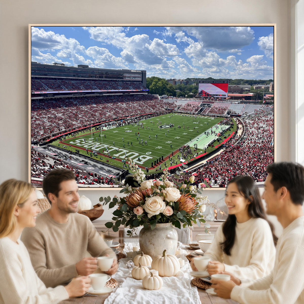 10665453-MGV-CV-36X24 - Georgia Bulldogs Stadium Wall Art Canvas Print, Sanford, Framed and Ready to Hang
