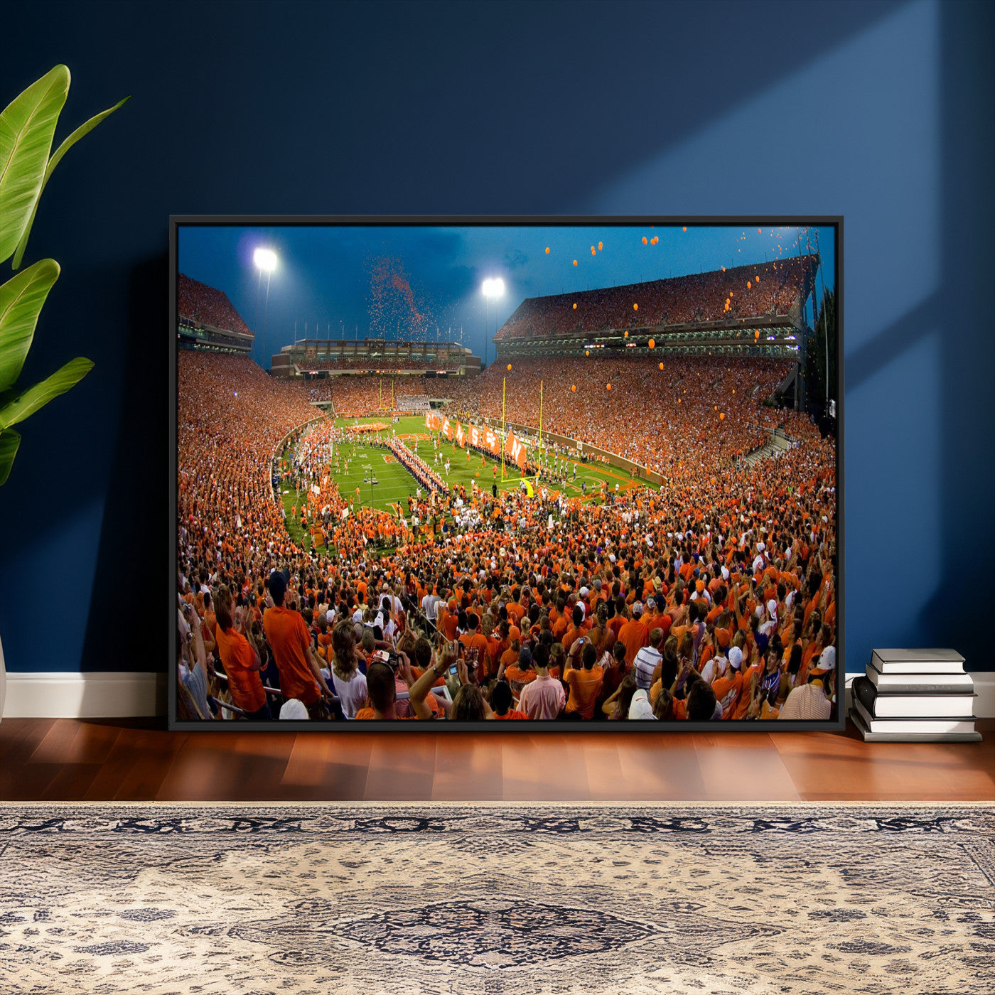 42850097-MGV-CV-36X24 - Clemson Tigers Memorial Stadium Wall Art Canvas Print, Death Valley Football Stadium Artwork, Packed Game Night Crowd Scene