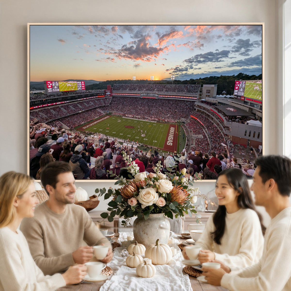 71837429-MGV-CV-36X24 - Donald W. Reynolds Razorback Stadium Wall Art Canvas Print – Arkansas Razorbacks Football Artwork for Home, Office, and Sports Room Decor