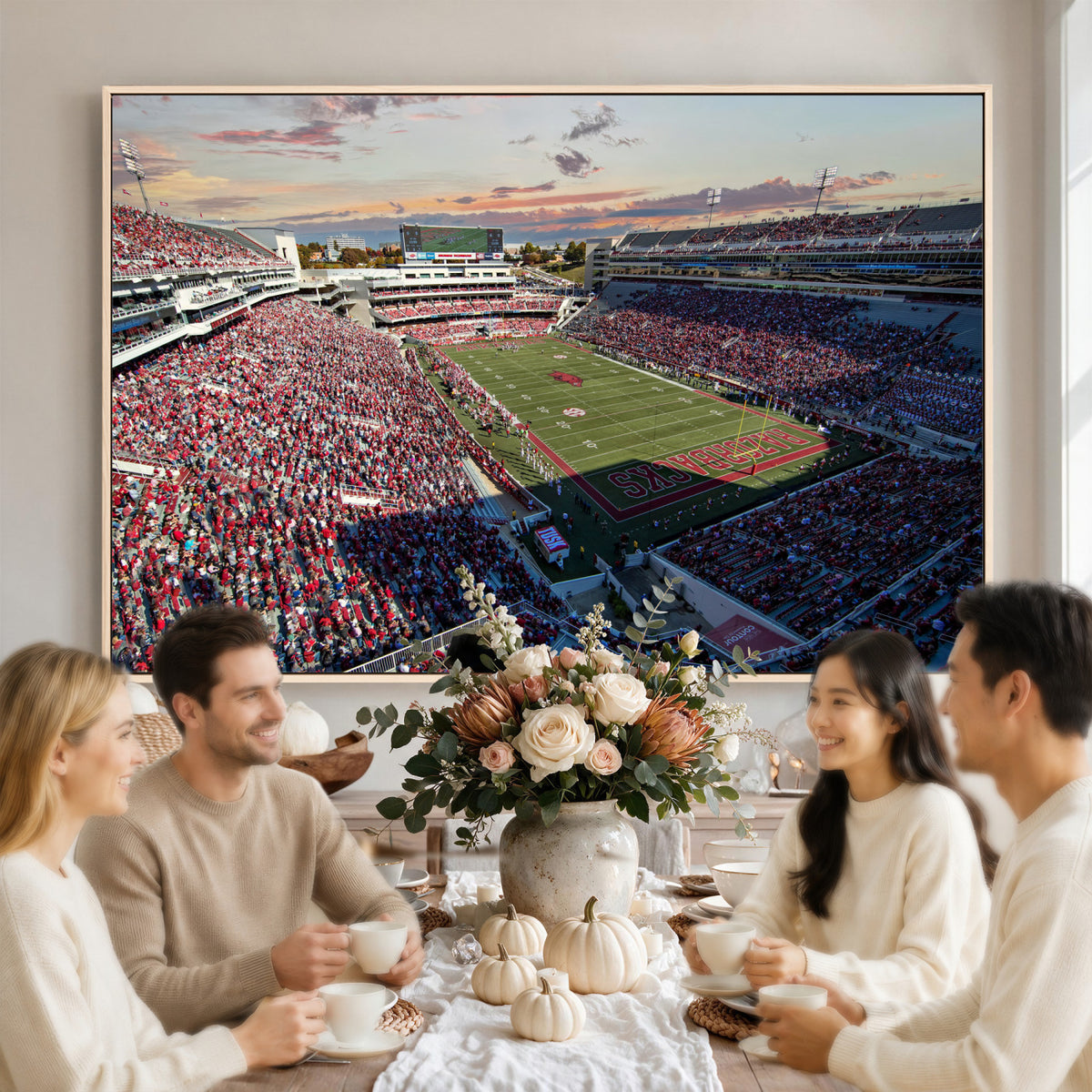 46571211-MGV-CV-36X24 - Donald W. Reynolds Razorback Stadium Wall Art Canvas Print – Arkansas Razorbacks Football Artwork for Home, Office, and Sports Room Decor