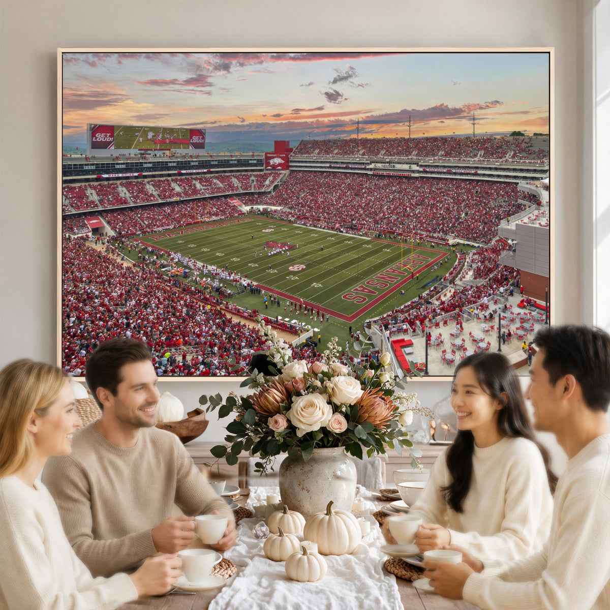 82233065-MGV-CV-36X24 - Donald W. Reynolds Razorback Stadium Wall Art Canvas Print – Arkansas Razorbacks Football Artwork for Home, Office, and Sports Room Decor