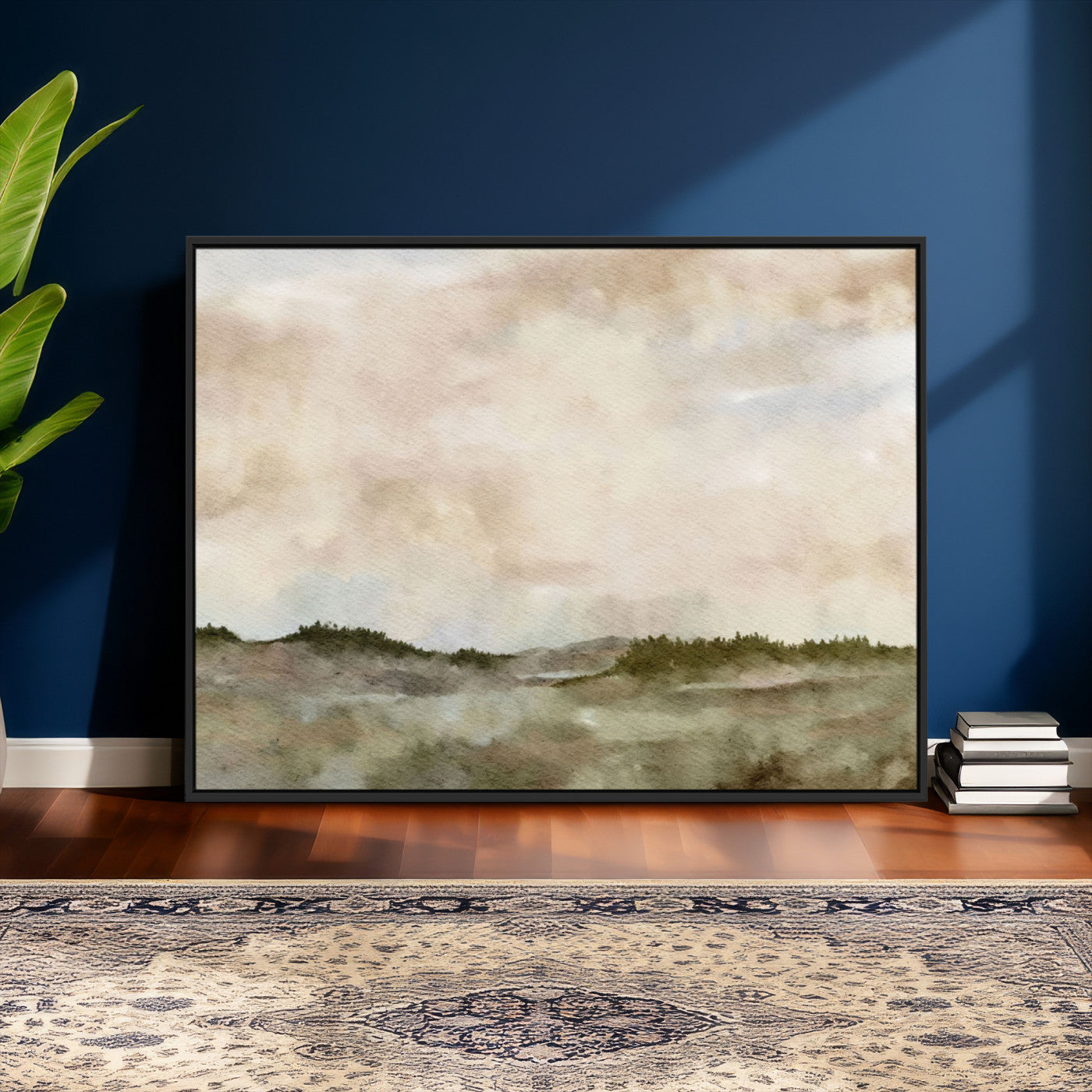 13578069-MGV-CV-36X24 - Abstract Landscape Wall Art Canvas Print, Watercolor Pastoral Landscape Painting Wall Decor for Modern Farmhouse Interiors
