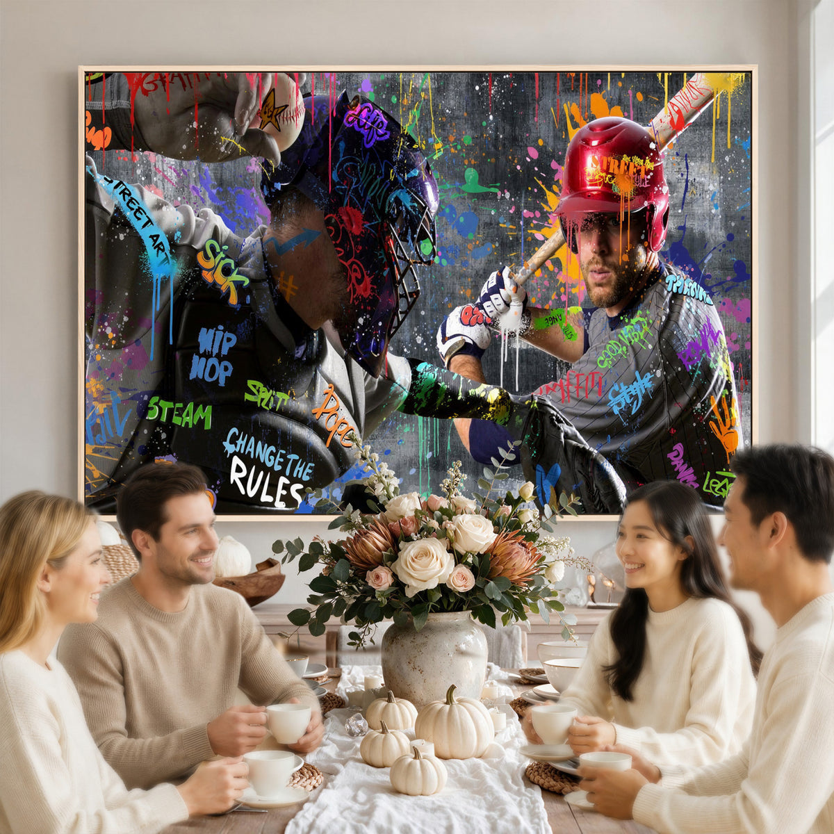 19634994-MGV-CV-36X24 - Graffiti Baseball Player Street Art Wall Art Canvas Print