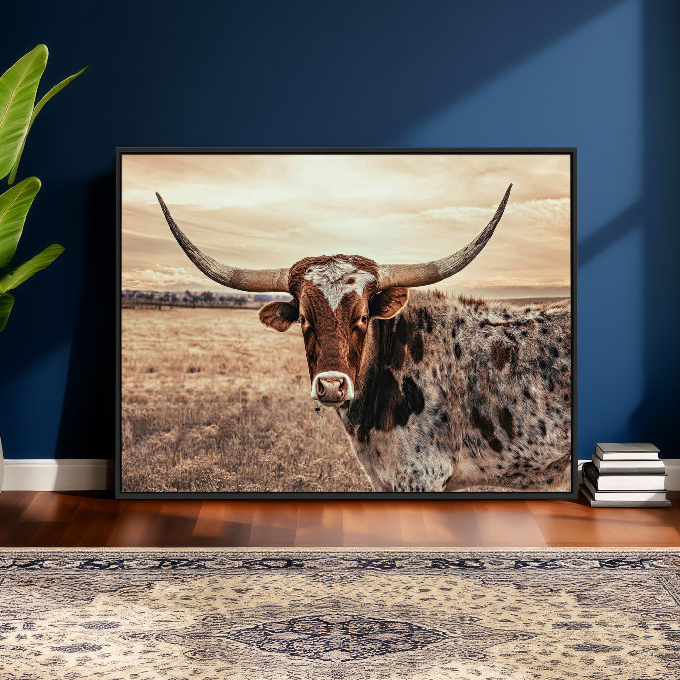 55805825-MGV-CV-36X24 - Texas Longhorn Wall Art Canvas Print – Western Cattle Ranch Artwork for Rustic Farmhouse Decor