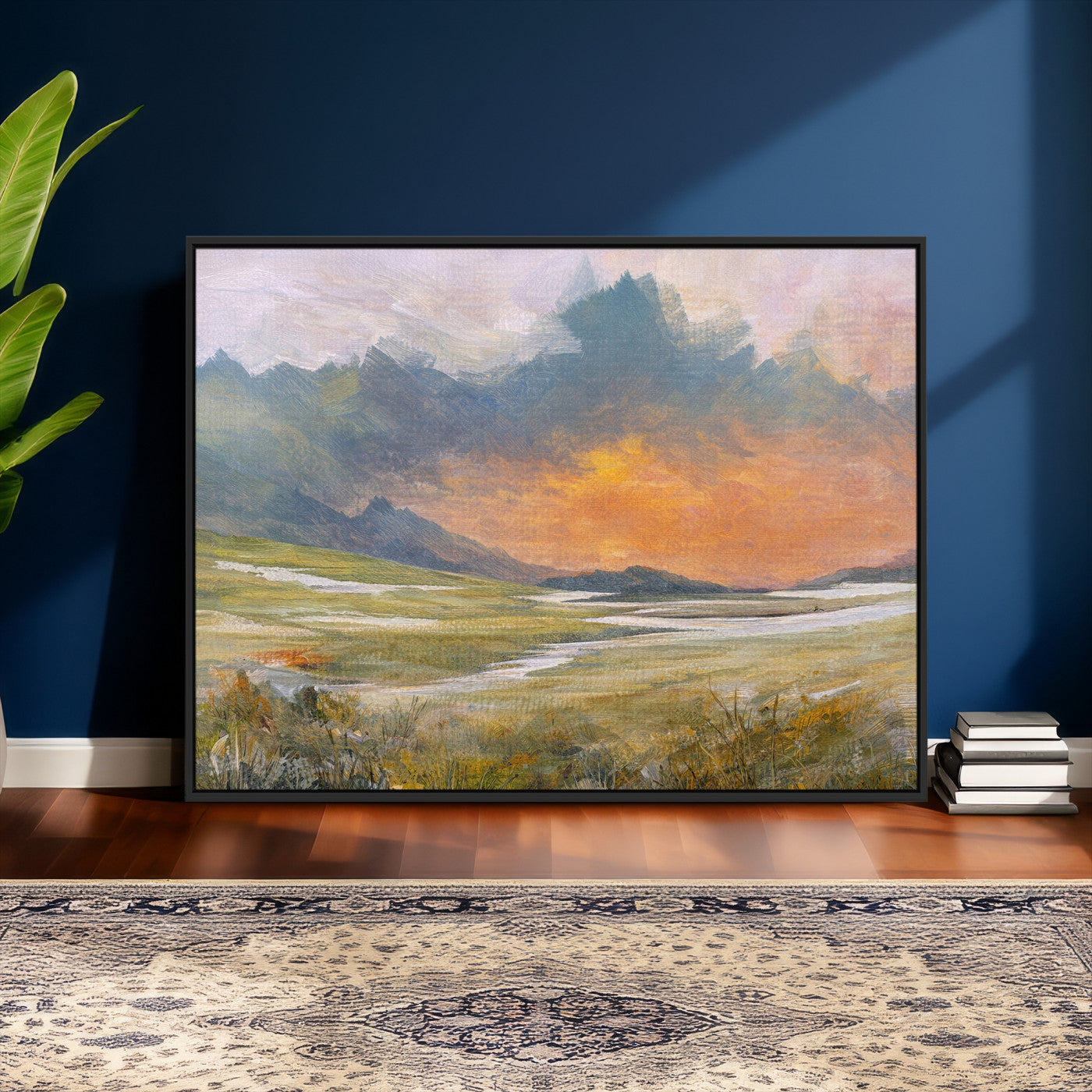 39892091-MGV-CV-36X24 - Mountain Sunset Wall Art Canvas Print Vintage Landscape Panorama Rustic Nature Decor