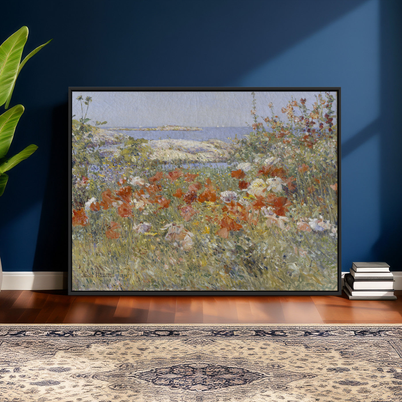 54770907-MGV-CV-36X24 - Childe Hassam Celia Thaxter Garden Canvas — 1890 American Impressionist Poppy Floral Print | Isles of Shoals Coastal Art | Classic Gift
