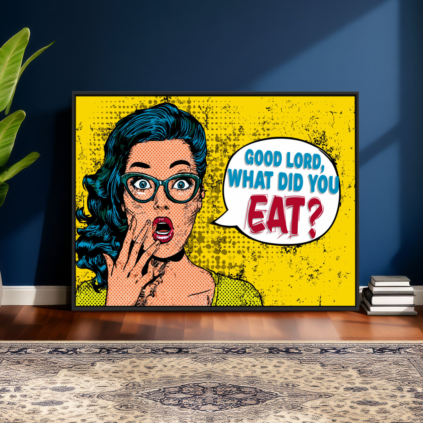 88217969-MGV-CV-36X24 - Pop Art Print Bathroom Sign Wall Art Canvas Print — Funny Bathroom Canvas | Comic Style Toilet Wall Decor | Humor Gift | Yellow Bold Bathroom Art