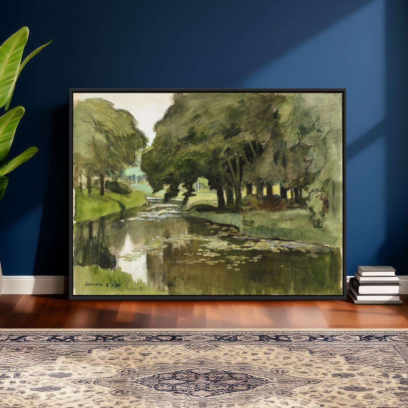 54446767-MGV-CV-36X24 - Anders Zorn Watercolor Canvas Print, Örtofta 1905 Swedish River Landscape, Impressionist Nature Art, Scandinavian Wall Decor, Plein Air Painting Print