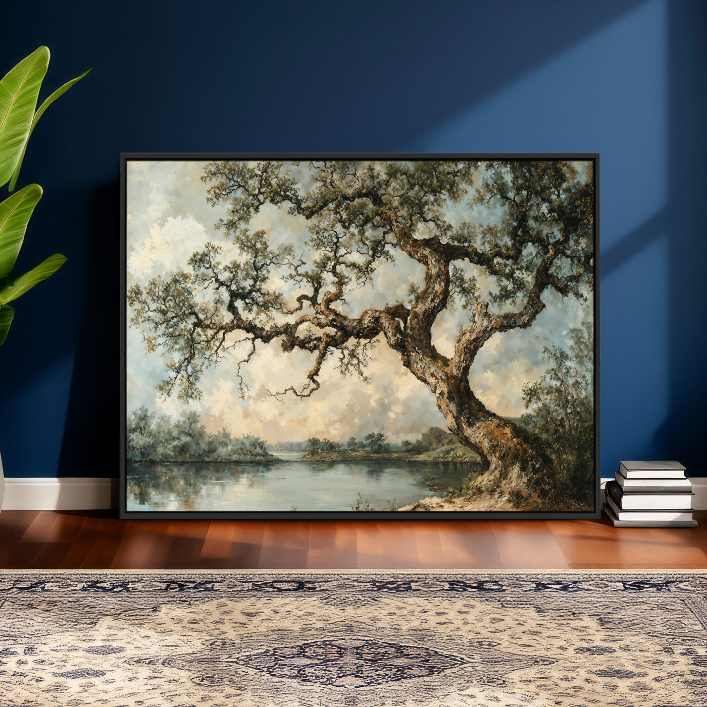 63857726-MGV-CV-36X24 - Old Oak Tree Canvas Wall Art, Turner Inspired Romantic Landscape Print, Vintage Nature Painting, Living Room Wall Decor, Antique Style Tree Art