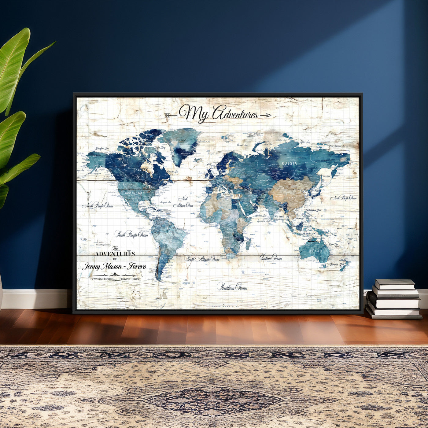 18761277-MGV-CV-36X24 - Watercolor World Map Canvas Wall Art Print – Abstract Colorful Travel Wall Decor