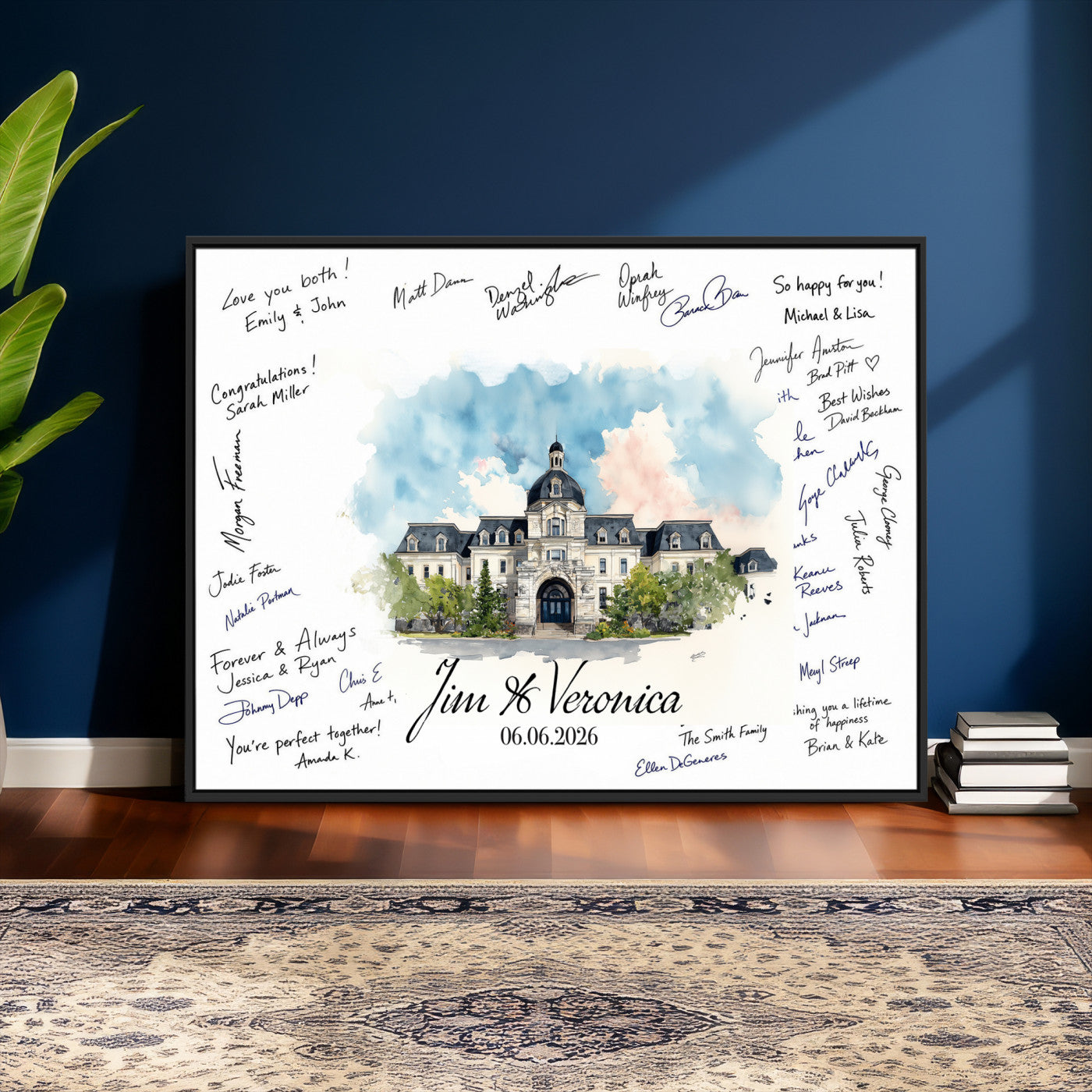 38232057-MGV-CV-36X24 - Wedding Guest Book Alternative Wall Art Canvas Print, Personalized Wedding Signature Poster, Custom Couple Photo Guestbook Canvas