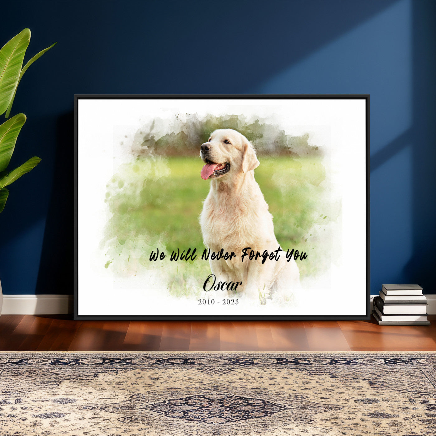 38460512-MGV-CV-36X24 - Abstract Pet Memorial Wall Art Canvas Print, Custom Dog Memorial Portrait, Personalized Angel Pet Loss Gift, Angel Wings Puppy Print