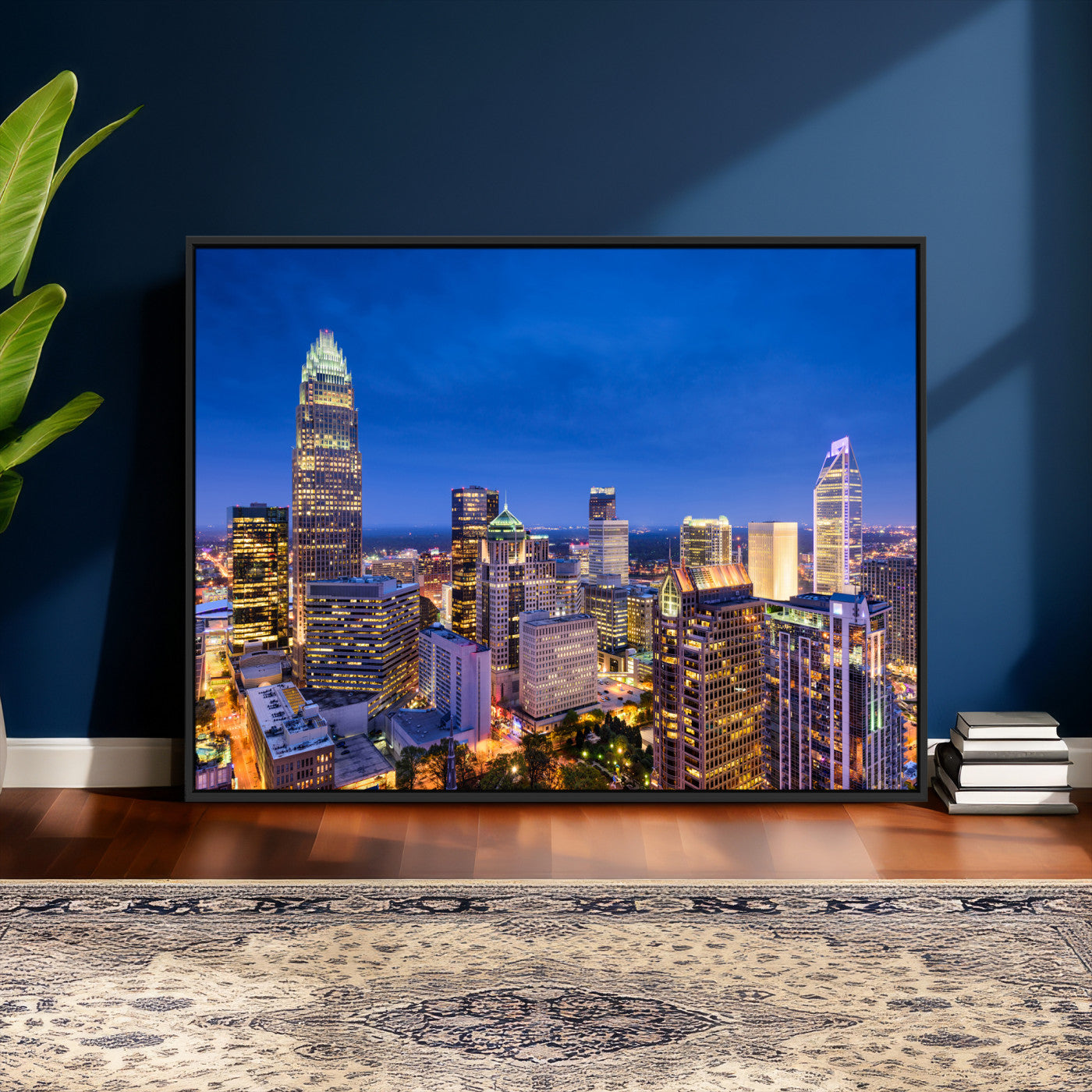 74382190-MGV-CV-36X24 - Charlotte Skyline Canvas Wall Art Print – North Carolina Cityscape Photography Print