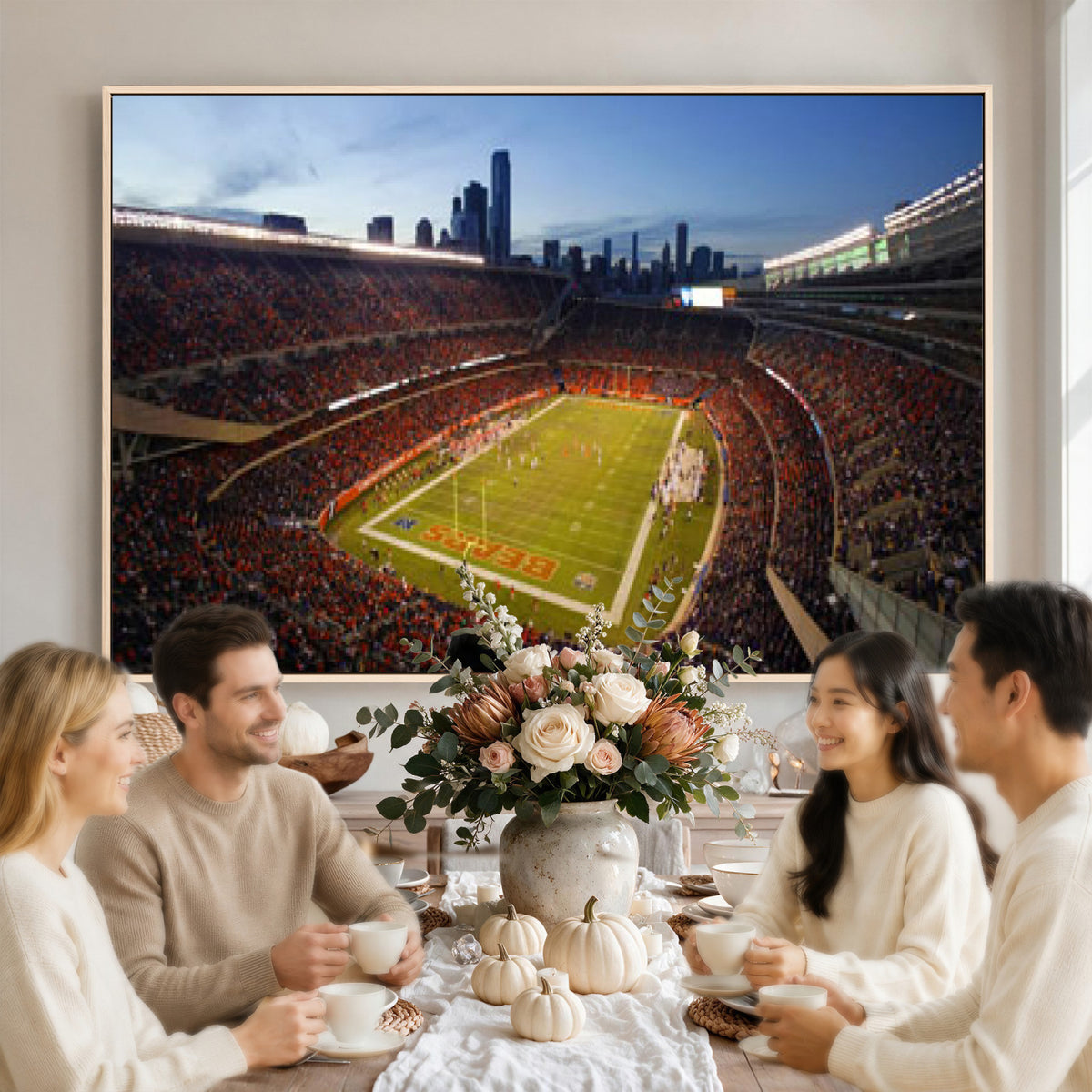 50691720-MGV-CV-36X24 - Chicago Bears Soldier Field Canvas Wall Art, NFL Stadium Panorama Print, Football Arena Photography for Sports Fans