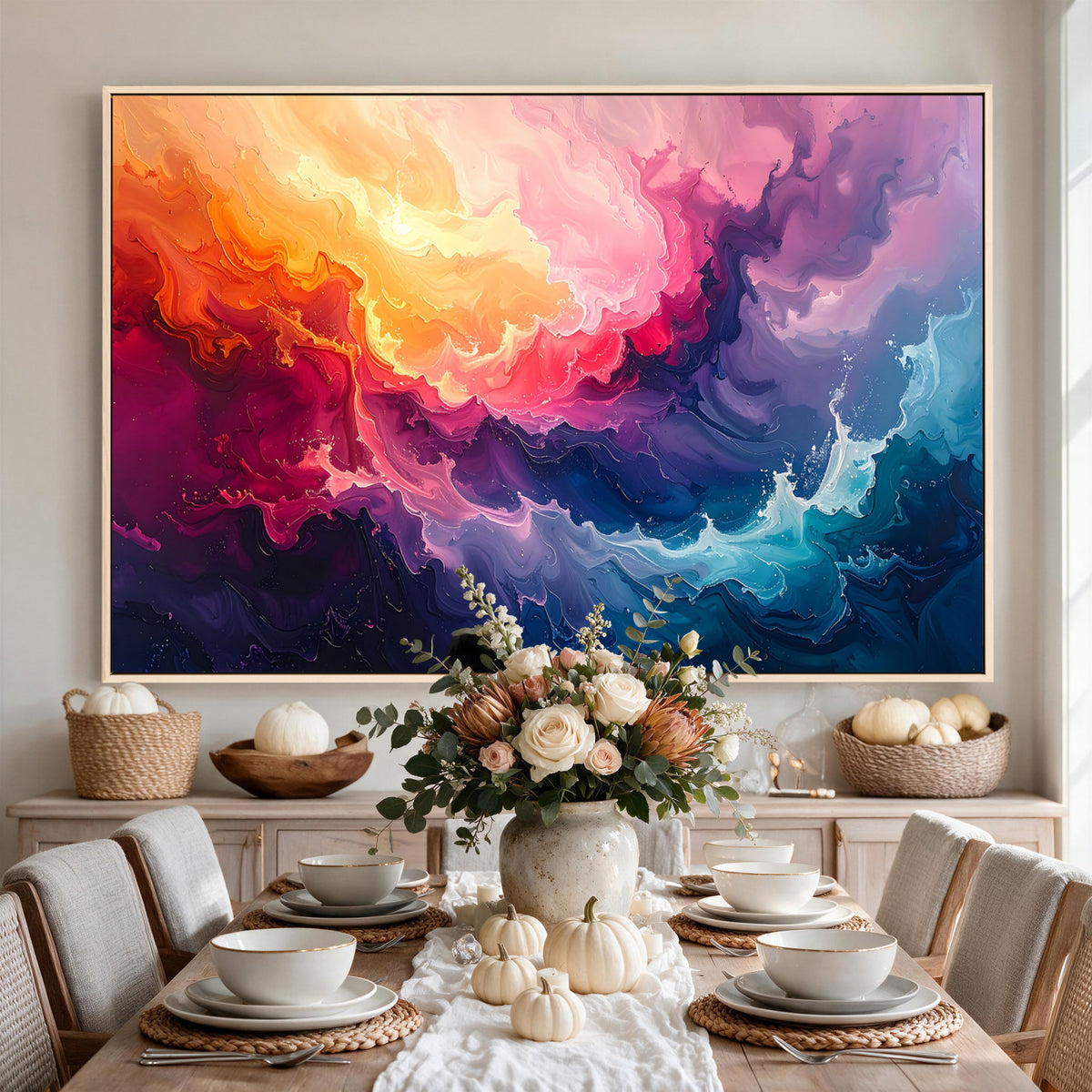16157633-MGV-CV-36X24 - Large Colorful Abstract Canvas Wall Art Print, Vibrant Popup Color Art Print