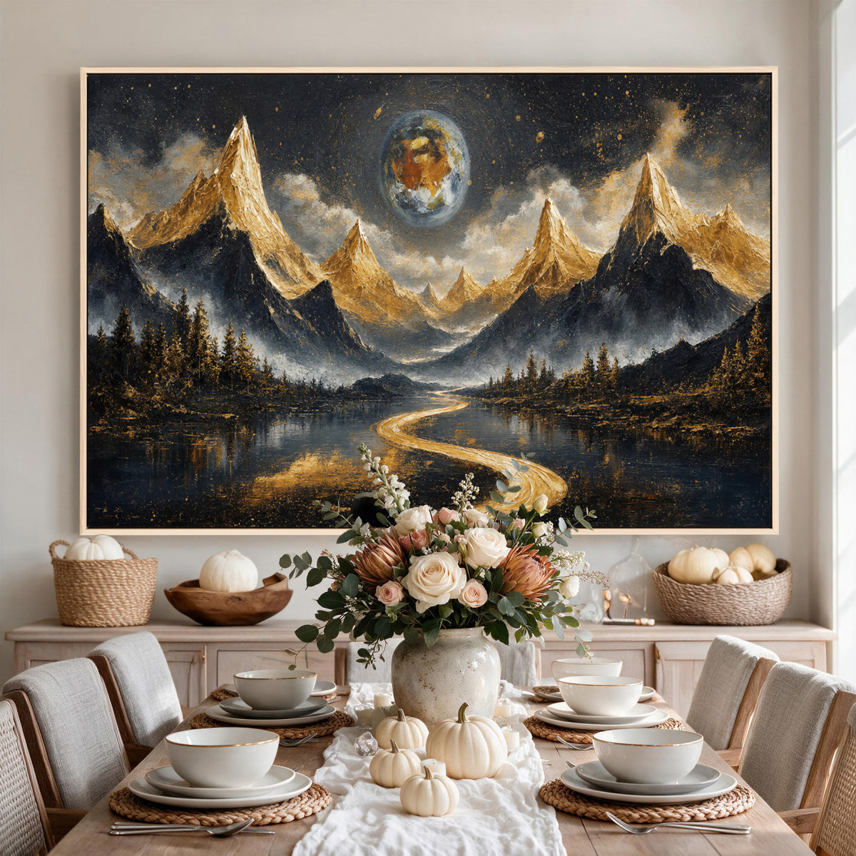 34202127-MGV-CV-36X24 - Abstract Mountain Wall Art Canvas Print Modern Landscape Painting Print