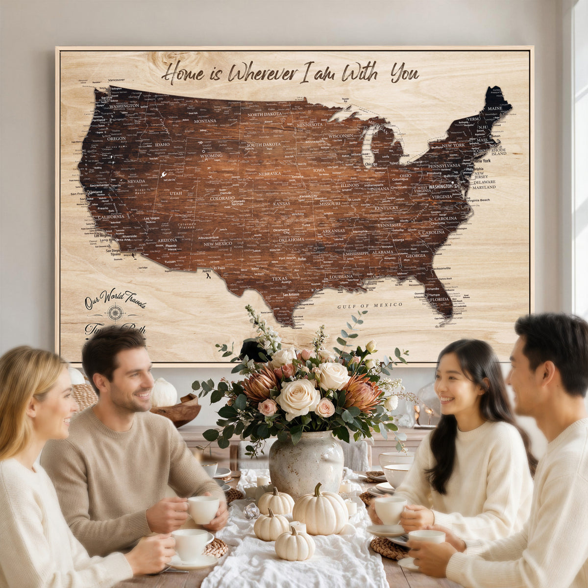 16274332-_Poster-30x20 - Personalized USA Push Pin Travel Map Canvas for Adventure Wall Decor