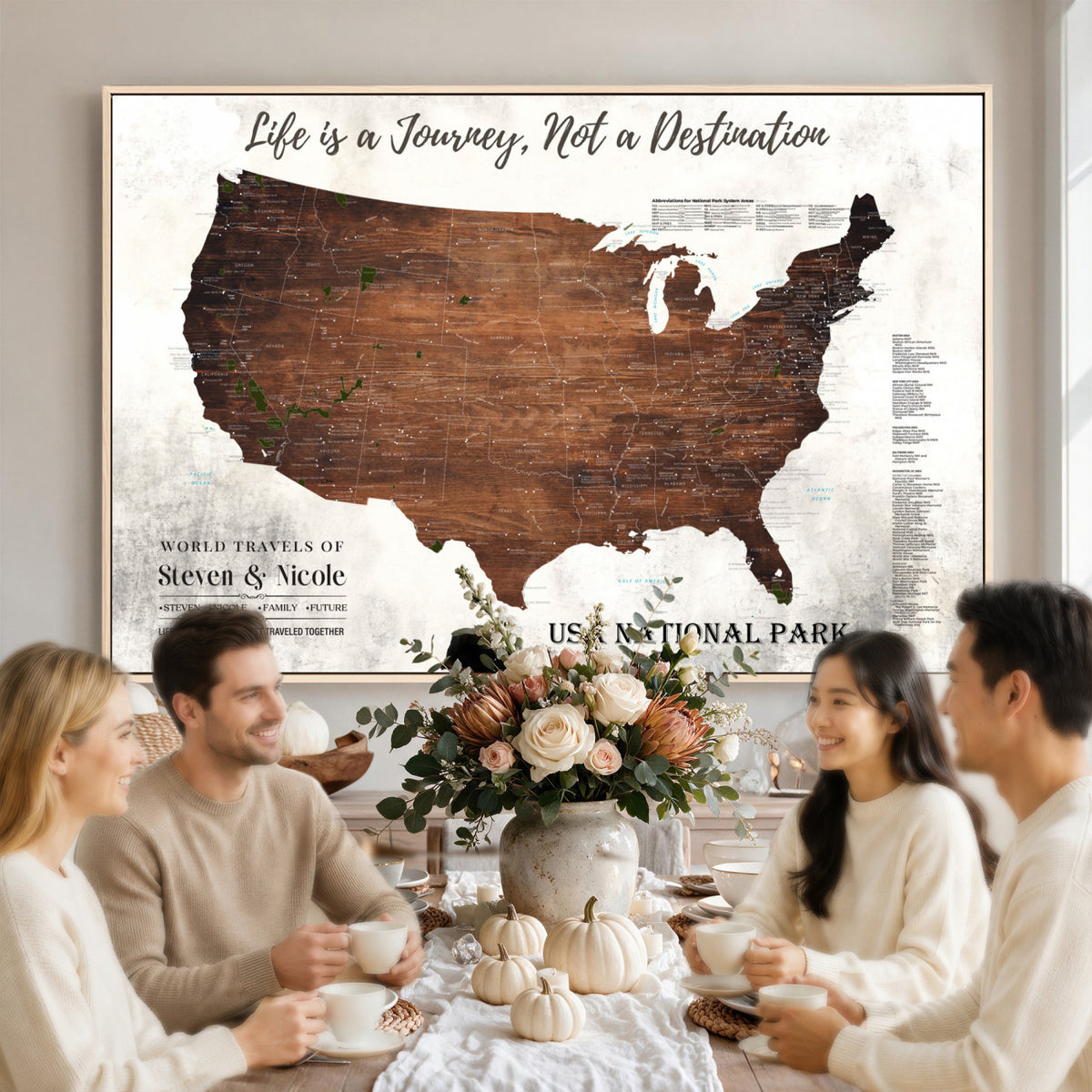 24049800-MGV-CV-36X24 - Personalized USA National Park Push Pin Travel Map Canvas Print