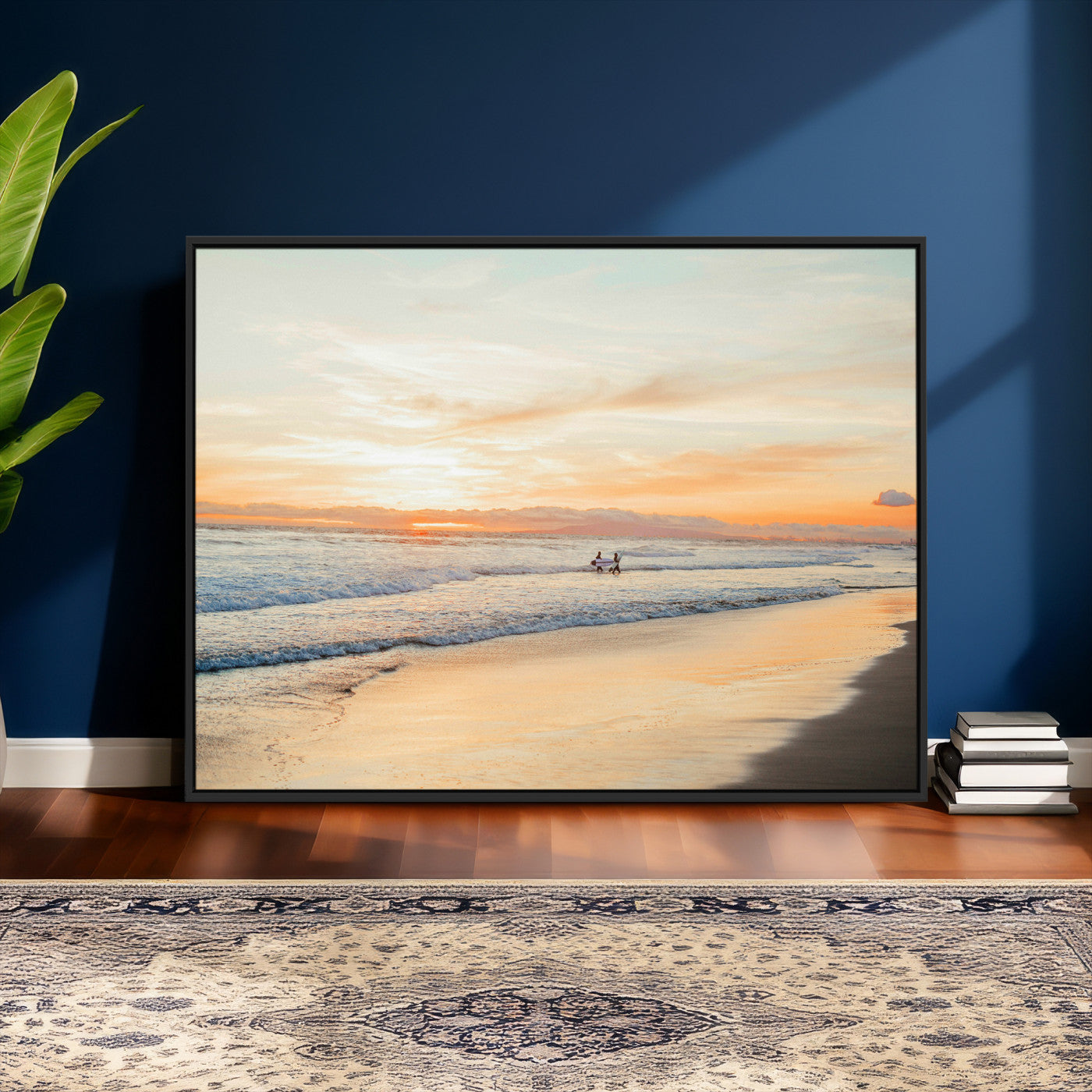 38131619-MGV-CV-36X24 - Beach Sunset Canvas Wall Art Print | Ocean Waves Landscape, Coastal Photography, Seascape Wall Decor, Ready to Hang