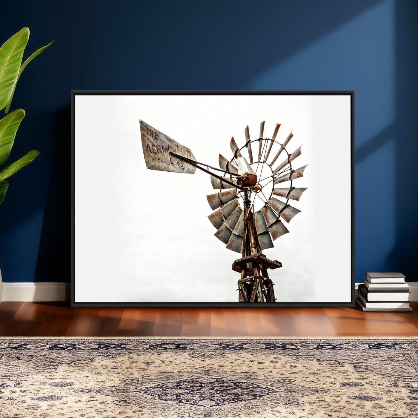 99806928-MGV-CV-36X24 - Rustic Farmhouse Windmill Canvas Wall Art Vintage Western Farmhouse Print