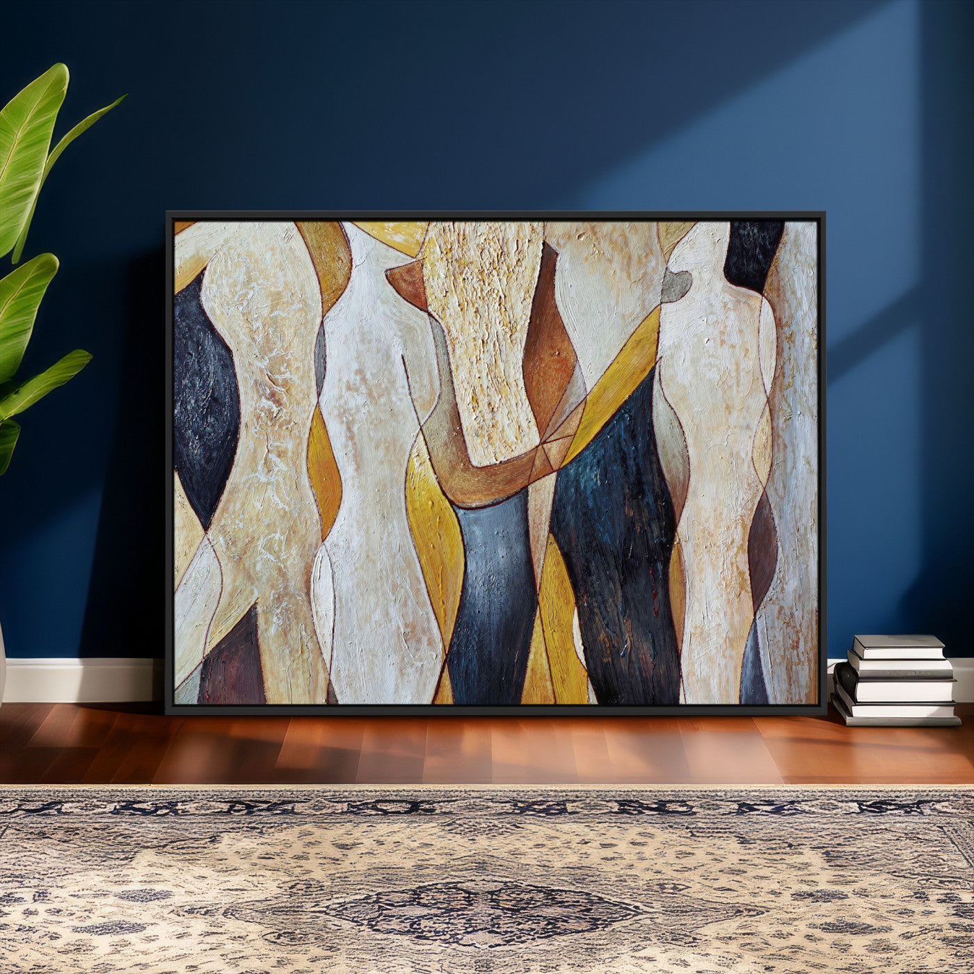 96079939-MGV-CV-36X24 - Mid Century Modern Figurative Canvas Wall Art Abstract Cubist Painting Print