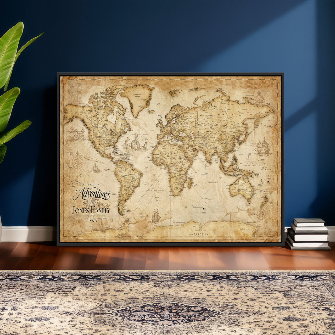 60956619-MGV-CV-36X24 - Custom Push Pin World Map Canvas Print – Personalized Travel Map Wall Art