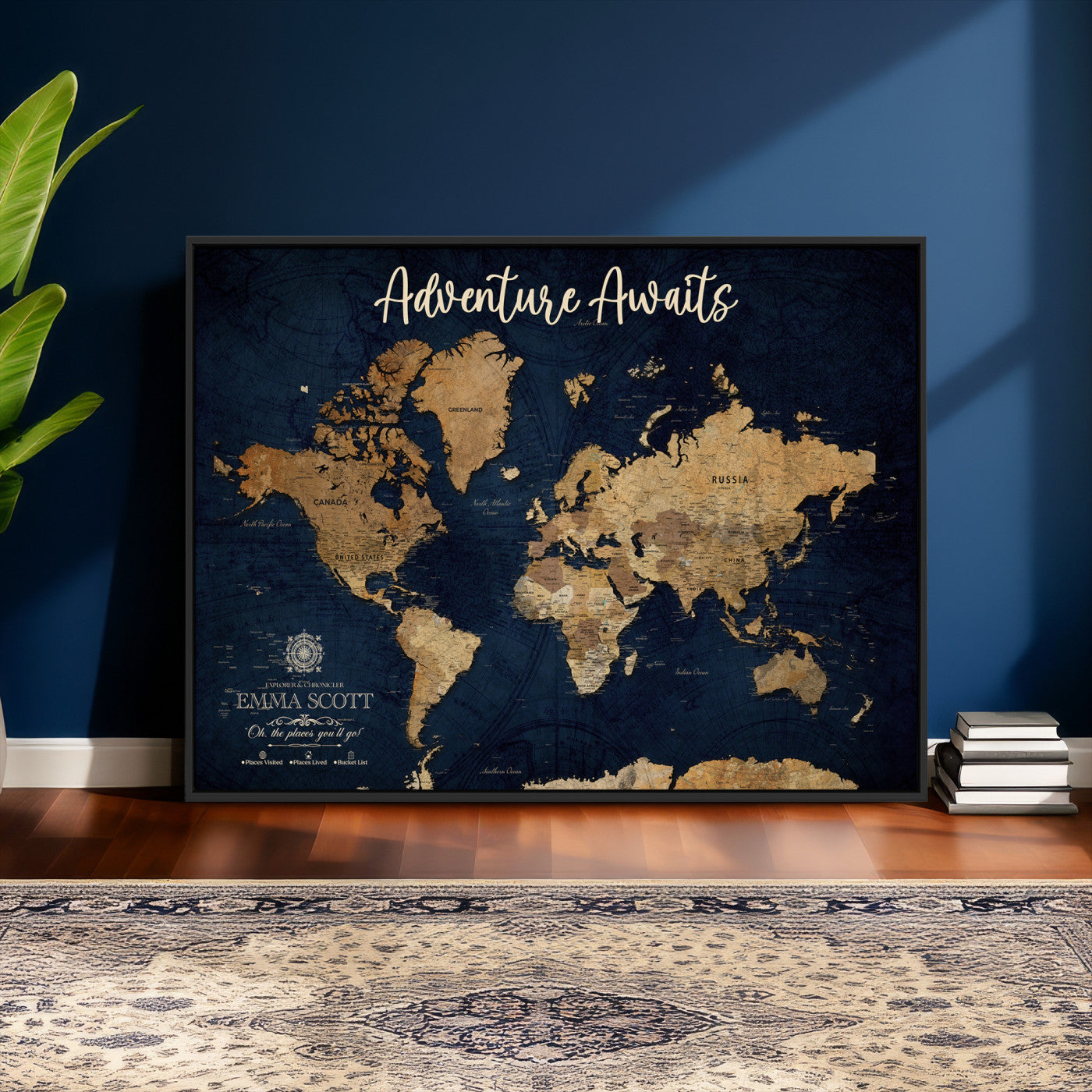 44399597-MGV-CV-36X24 - Custom Push Pin World Map Canvas Print – Personalized Travel Map Wall Art